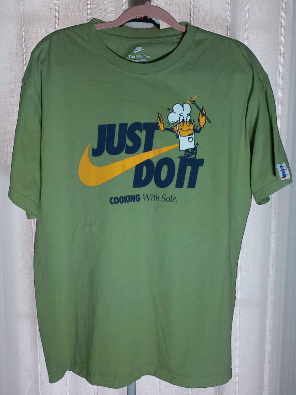 THE NIKE TEE Men's Short Slve Crew Neck Green w/"Just Do It" Soul FoodLogo Tee L